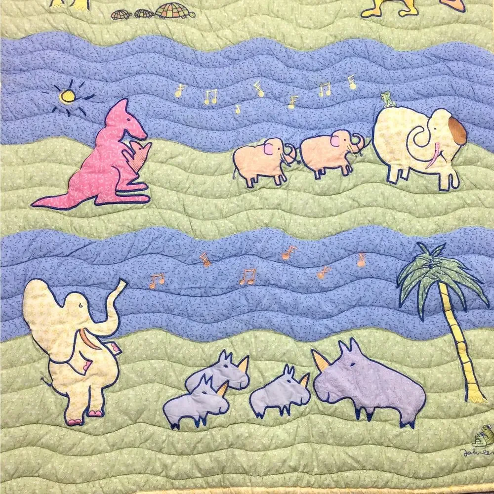 Carter's Yoko Ono John Lennon Real Love Animal Blue Baby Quilted Blanket 33 X 44